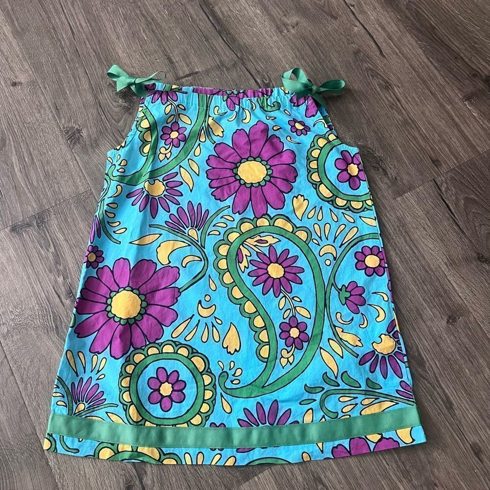 Hanna Andersson Girls Summer Floral Ribbon Strap Dress Size 100/4